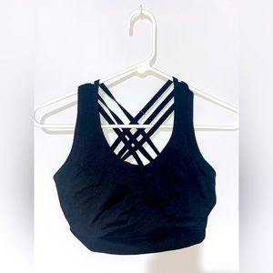 Women’s black sports bra.